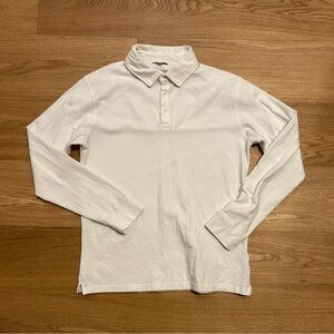 Frank & Oak White Long Sleeve Rugby Polo Shirt
